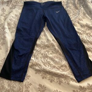 Nike Dri-Fit yoga cropped pants, women’s size S/P, blue and black